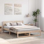 vidaXL Cadre de lit avec tête de lit Naturel 160 x 200 cm Pin massif