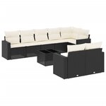 vidaXL Salon de jardin 9 Pièces avec coussins noir résine tressée