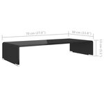 vidaXL Meuble TV/support pour moniteur 70x30x13 cm verre noir