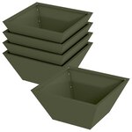 vidaXL Cache-pot de jardin 5 Pièces Vert olive 35 x 35 x 15 cm