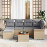 vidaXL Ensemble de canapé de jardin 7 Pièces Beige et Gris clair