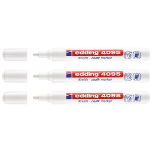 Marqueur Craie Liquide 4095 Ardoises et Fenêtres Blanc Pointe Ronde 2-3 mm x 3 EDDING