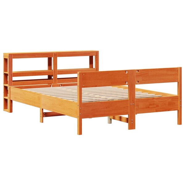 vidaXL Cadre de lit sans matelas cire marron 135x190cm bois pin massif