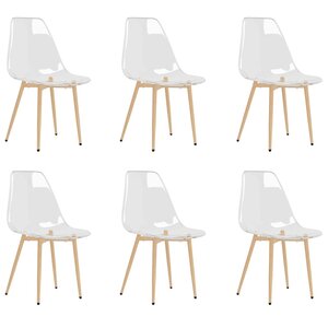 vidaXL Chaises à manger lot de 6 Transparent PET