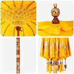 vidaXL Parasol avec Base Jaune et Marron 250 cm Coton et bois