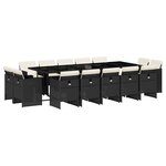 vidaXL Ensemble à manger de jardin 15 Pièces coussins noir résine tressée