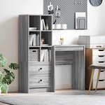 vidaXL Bureau avec tiroir avec étagère avec stockage 2 Pièces Gris Sonoma