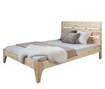 Lit double 140x200  en pin naturel bois massif