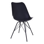 2 chaises de table à manger en cuir noir aux pieds noirs
