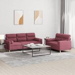 vidaXL Ensemble de canapés 2 Pièces avec coussins rouge bordeaux tissu