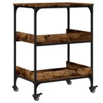 vidaXL Chariot de cuisine chêne fumé 60x41x80 5 cm bois d'ingénierie