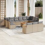 vidaXL Salon de jardin avec coussins 14 Pièces beige résine tressée