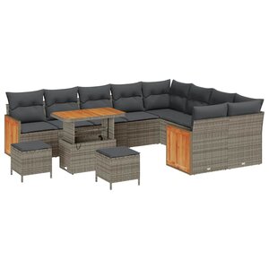 vidaXL Ensemble de canapé de jardin 12 Pièces Gris 90 x 55 x 71 cm