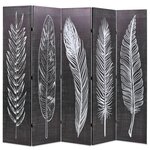 vidaXL Cloison de séparation pliable 200 x 170 cm Plumes Noir et blanc