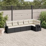 vidaXL Salon de jardin 6 Pièces avec coussins noir résine tressée