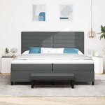 vidaXL Lit à ressorts avec matelas Gris foncé 200 x 200 cm tissu