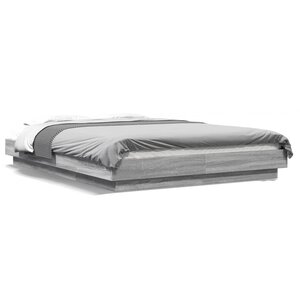 vidaXL Cadre de lit et lumières LED sans matelas sonoma gris 140x200cm