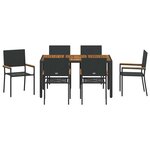 vidaXL Ensemble de salle à manger pour jardin 7 Pièces Noir et Bois