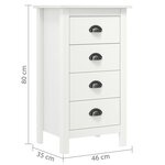 vidaXL Buffet Hill Blanc 46x35x80 cm Bois de pin solide