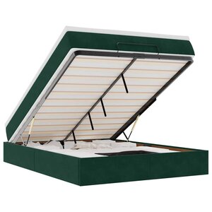 vidaXL Cadre de lit ottoman avec matelas vert foncé 140x190 cm velours