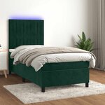 vidaXL Sommier à lattes de lit matelas LED Vert foncé 90x190cm Velours
