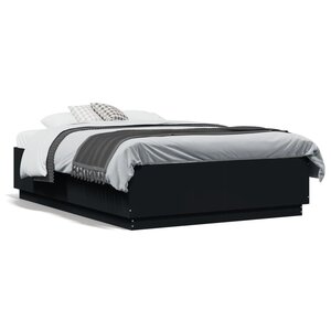 vidaXL Cadre de lit sans matelas noir 135x190 cm