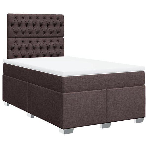 vidaXL Sommier à lattes de lit et matelas marron foncé 120x190cm tissu