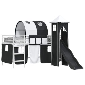 vidaXL Lit mezzanine pour enfants Blanc et Noir 79 5 x 200 cm Métал