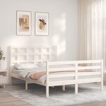 vidaXL Cadre de lit avec tête de lit blanc 140x190 cm bois massif