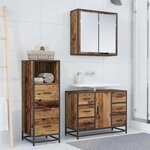 vidaXL Ensemble de mobilier de salle de bain 3 Pièces Bois ancien