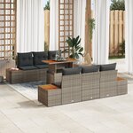 vidaXL Ensemble de Canapé de Jardin 7 Pièces avec Coussins Gris Rattan Poly