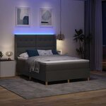vidaXL Lit à ressorts avec bandes LED Gris 140 x 190 cm tissu
