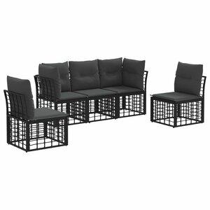 vidaXL Ensemble de canapés d'extérieur Noir Polyester