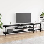 vidaXL Meuble TV Chêne noir 201 x 35 x 45 cm Bois d'ingénierie et fer