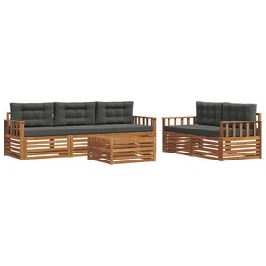 vidaXL Ensemble de canapés d'extérieur 6 pc Naturel et Anthracite