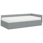 vidaXL Cadre de lit d'angle avec matelas Autre 2 Pièces Gris clair tissu