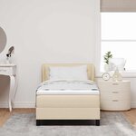vidaXL Lit avec sommier à ressort et matelas Crème 100x200 cm Tissu