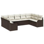 vidaXL Ensemble de canapé de jardin 9 Pièces Marron et blanc Poly rotin