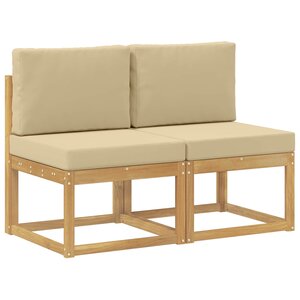 vidaXL 2 Pièce Sofa de milieu extérieur Bois d'Acacia Massif Blanc