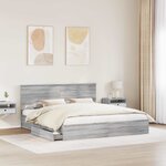vidaXL Lit de Rangement Gris Sonoma 180 x 200 cm Bois d'ingénierie
