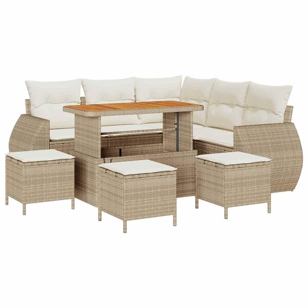 vidaXL Ensemble de canapé de jardin avec coussin 9 Pièces beige et crème