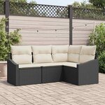 vidaXL Ensemble de canapé de jardin 4 Pièces Noir Poly rotin