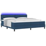vidaXL Lit à ressorts avec matelas avec LED Bleu 200 x 200 cm tissu