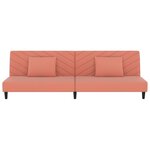 vidaXL Canapé-lit à 2 places avec deux oreillers Rose Velours