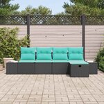 vidaXL Ensemble de canapé de jardin avec coussin 5 Pièces Noir polyrotin