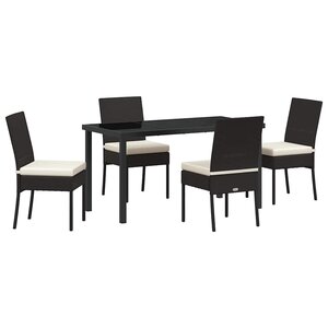 vidaXL Ensemble de salle à manger pour jardin 5 Pièces Noir
