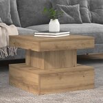 vidaXL Table basse avec lumières LED chêne artisanal 50x50x40 cm