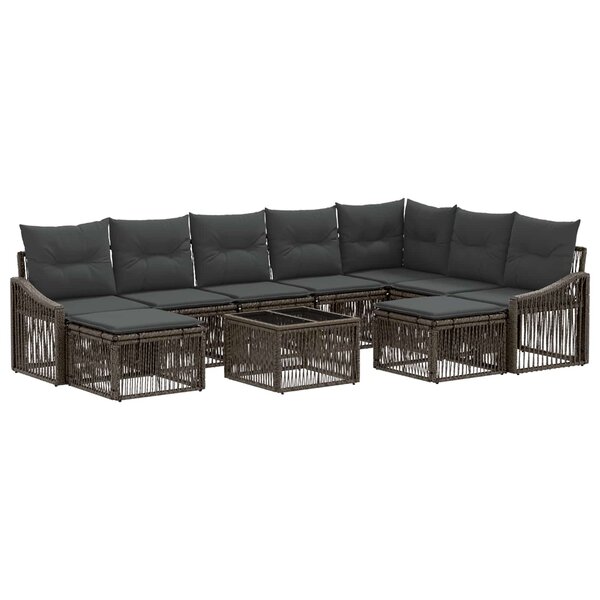 vidaXL Ensemble de canapé de jardin 10 Pièces Gris polyrotin