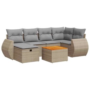 vidaXL Salon de jardin avec coussins 7 Pièces beige résine tressée