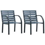 vidaXL Chaises de jardin lot de 2 sapin massif acier enduit de poudre